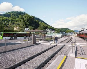 Traisetalbahn po modernizaci. Vizualizace: ÖBB