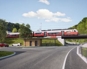 Traisetalbahn po modernizaci. Vizualizace: ÖBB