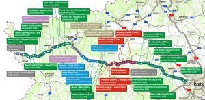 Aktuální rozestavěnost dálnice D6 (únor 2025). Pramen: ŘSD