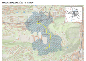 Připravovaná tramvajová trať Malovanka - Strahov. Zdroj: IPR