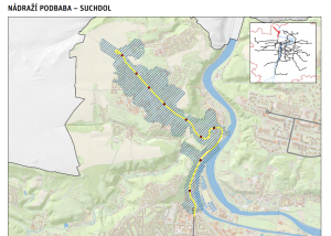 Připravovaná tramvajová trať Podbaba - Suchdol. Zdroj: IPR