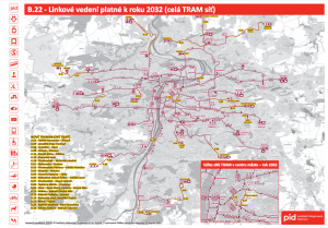 Pražská tramvajová síť včetně chystaných projektů do roku 2032. Zdroj: ROPID