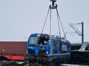 Nehoda nákladních vlaků v Rumunsku. Foto: ISU Teolorman