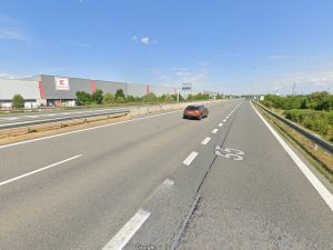 Začátek východního obchvatu Olomouce, napojení z I/55. Zdroj: Google Street View