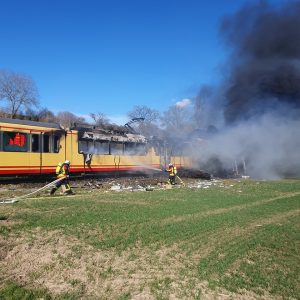 Nehoda tramvaje a cisterny v Německu u obce Zeutern. Foto: Feuerwehr Stadt Östringen 