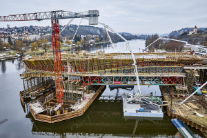 Stavba Dvoreckého mostu v březnu 2025. Foto: Metrostav