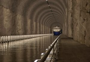 Lodní tunel skrz norský poloostrov Stad, vizualizace. Pramen: Kystverket/Snøhetta/Plomp