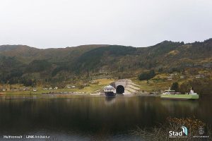 Lodní tunel skrz norský poloostrov Stad, vizualizace. Pramen: Kystverket/Multiconsult/LINK Arkitektur