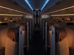 Interiér Airbusu A321LR Etihad Airways.
Zdroj: Etihad