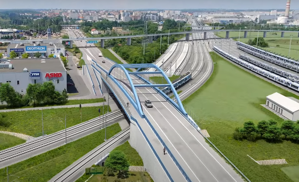 Vizualizace Bezděčínské spojky v místě vstupu do Mladé Boleslavi. Zdroj: Správa železnic