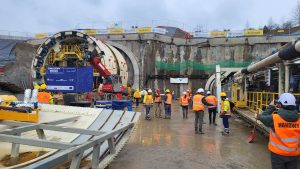 Zahájení ražby tunelu mezi obcemi Męcina a Mordarka. Foto: PKP PLK