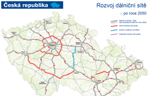 Mapa rozvoje dálniční sítě po roce 2050. Zdroj: Ministerstvo dopravy