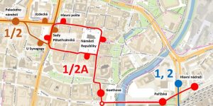 Odklonové trasy při výluce v Plzni během rekonstrukce křižovatky U Jána. Foto: plzen.eu