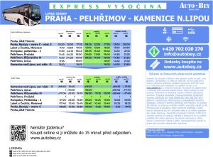 Jízdní řád linky Praha - Kamenice nad Lipou. Foto: Auto-Bey