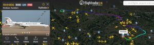Trasa letu odkloněného do Prahy.Zdroj: Flightradar24
