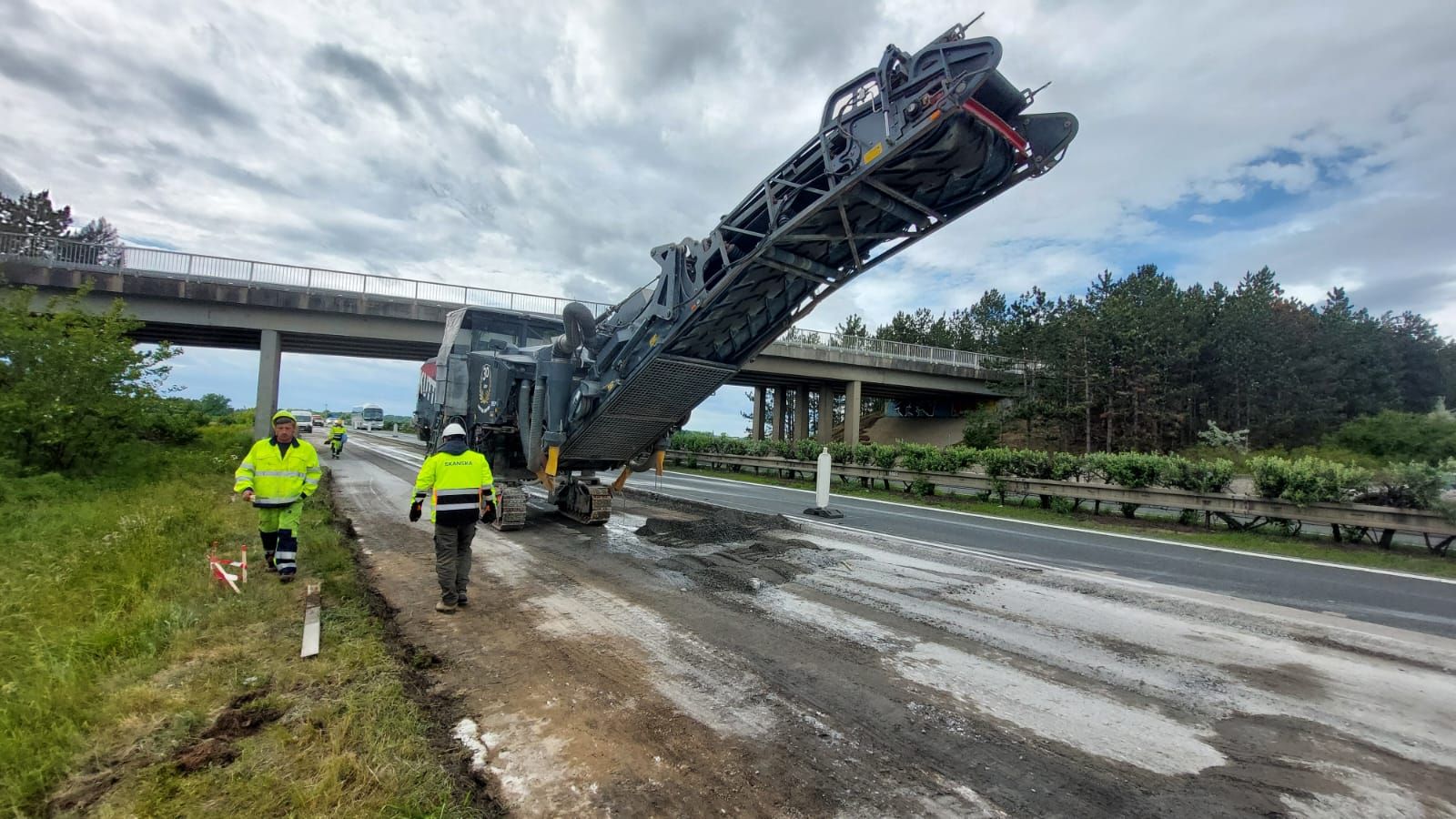 Oprava dálnice D11 u Poděbrad (květen 2025). Pramen: ŘSD