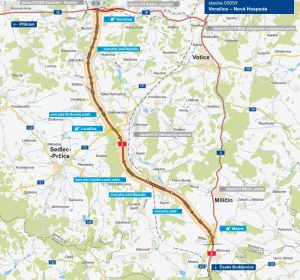 Úsek D3 Voračice - Nová Hospoda. Pramen: ŘSD