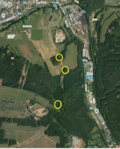 Místa s naměřenými vzorky s výrazně vyšší radioaktivitou na stavbě D11 u Trutnova. Foto: ŘSD