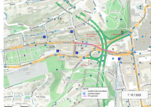 Dopravní omezení během rekonstrukce Plzeňské ulice. Zdroj: MHMP