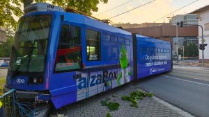 Vykolejení tramvaje v Ostravě. Zdroj: HZS MSK