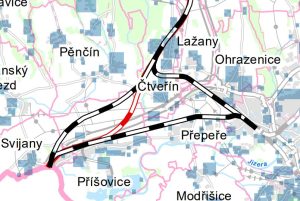 Trasa nové trati Liberec - Praha okolo Čtveřína. Foto: Liberecký kraj