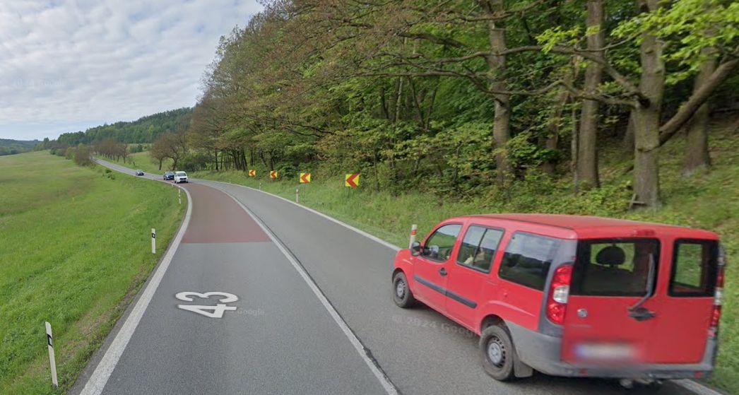Silnice I/43 u Černé Hory. Foto: Google Street View