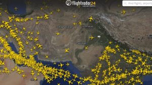 Vzdušný prostor nad Pákistánem.Zdroj: Flightradar24