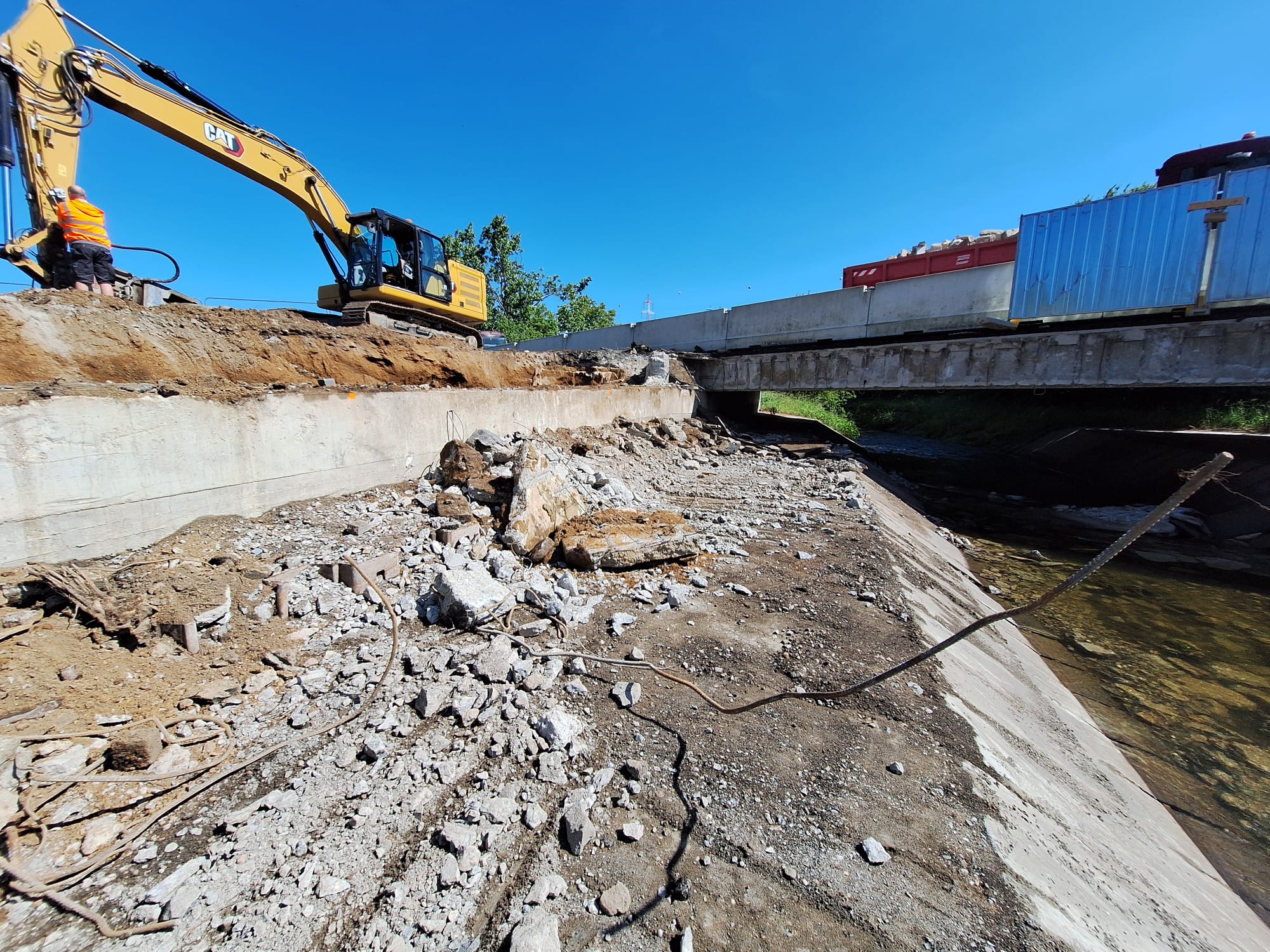 Výměna mostu přes Vrchlici na silnici I/38. Foto: ŘSD