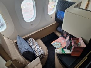 Byznys třída v Boeingu 787 Dreamliner aerolinek Etihad. Foto: Zdopravy.cz