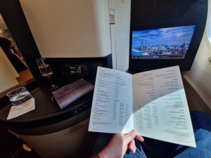 A la carte menu v byznys třídě Etihad. Foto: Zdopravy.cz