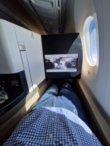 Sedačky v byznys třídě Etihad se dají polohovat až do zcela horizontální polohy. Foto: Zdopravy.cz