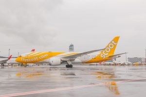 Dreamliner letecké společnosti Scoot ve Vídni. Zdroj: Letiště Vídeň