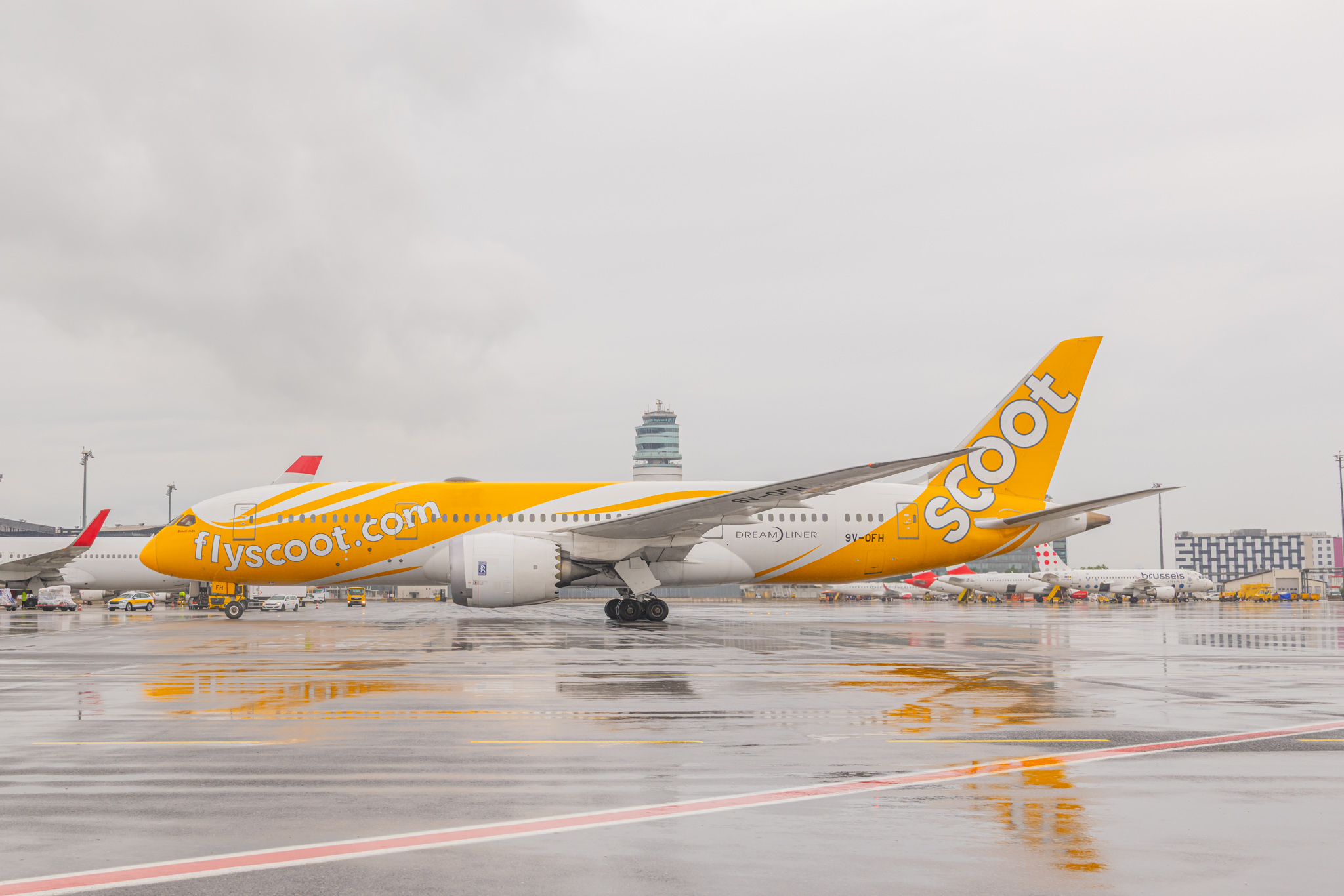 Dreamliner letecké společnosti Scoot ve Vídni. Zdroj: Letiště Vídeň