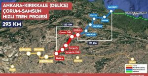 Mapa vysokorychlostního spojení k Černému moři v Turecku. Foto: Samsun Sarp Hızlı Tren Projesi