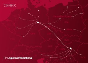 Trasa nákladního expresu CEREx. Pramen: EPLI