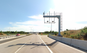 Exit 5 z Pražského okruhu, MÚK Písnice - Dolní Břežany. Zdroj: Mapy.cz