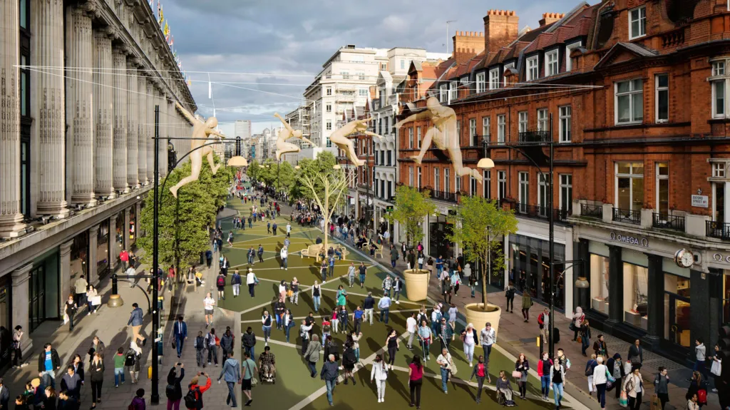 Podoba Oxford Street po přeměně na pěší zónu. Foto: Mayor of London