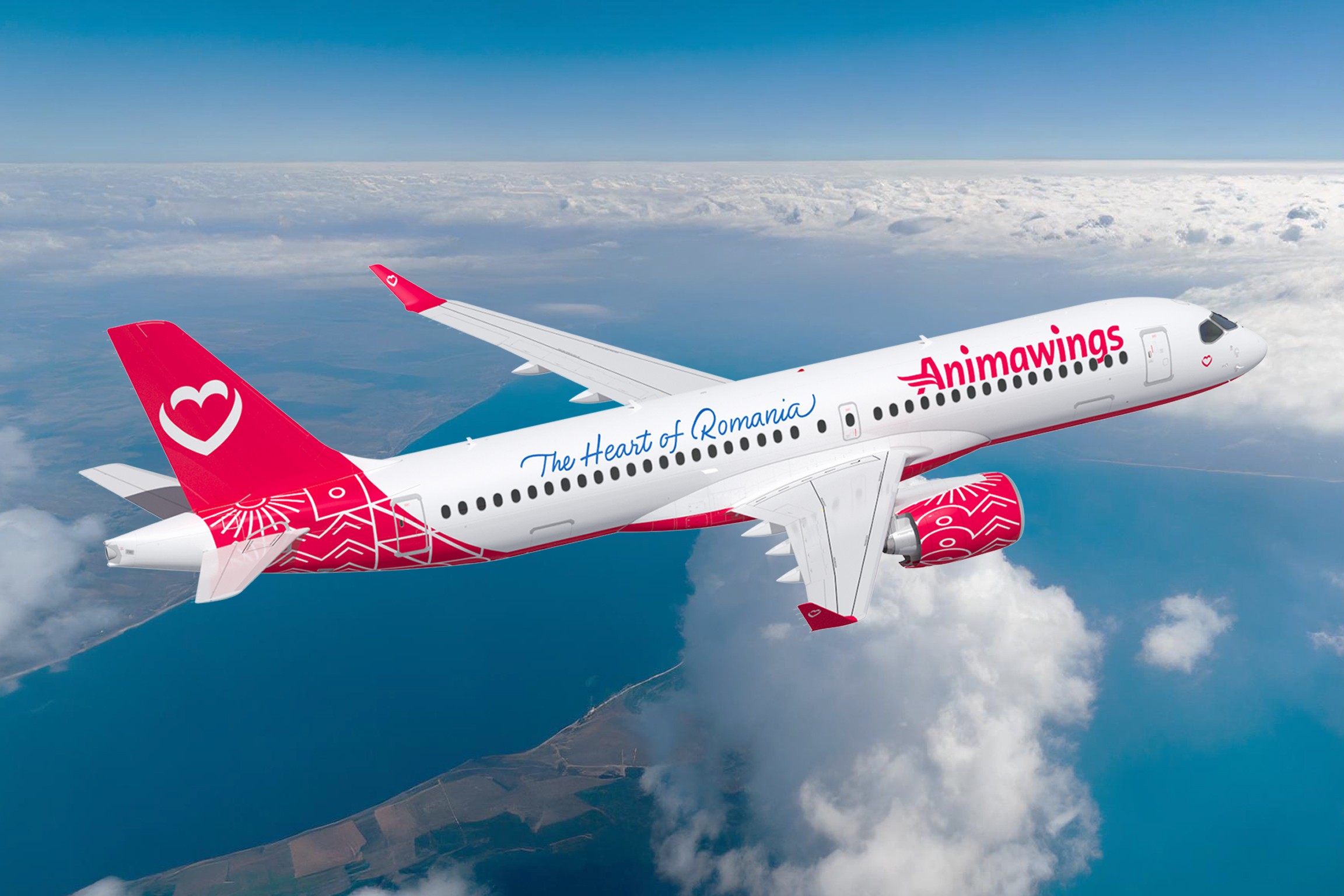Airbus A220-300 letecké společnosti Animawings. Zdroj: Animawings
