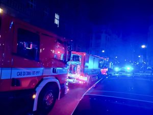 Požár eskalátoru ve stanici metra Staroměstská. Foto: Hasiči Praha