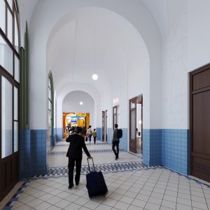 Vizualizace podoby jižního křídla Fantovy budovy po rekonstrukci. Zdroj: SŽ