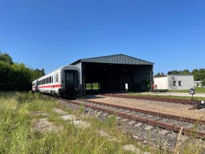 Konec vlečky na Letišti České Budějovice s vagony FlixTrainu. Autor: Zdopravy.cz/Jan Šindelář