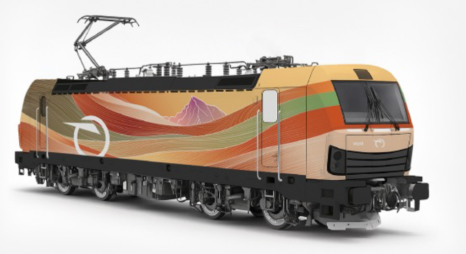 Lokomotiva Siemens Vectron s polepem odkazujícím na vrchol Kriváň. Zdroj: ZSSK