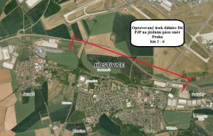 Opravovaný úsek dálnice D6 u Hostivice. Zdroj: ŘSD