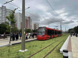 1. den ostrého provozu tramvají na nové trati v Petržalce.
Foto: Martin Žarnovický