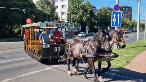 Testování koněspřežné tramvaje na obratišti Červený vrch a Evropské třídě. Foto: Zdopravy.cz, Jan Nevyhoštěný