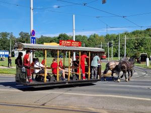 Testování koněspřežné tramvaje na obratišti Červený vrch a Evropské třídě. Foto: Zdopravy.cz, Jan Nevyhoštěný