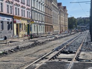 Rekonstrukce a narovnání tramvajové trati u pražského výstaviště. Foto: Zdopravy.cz