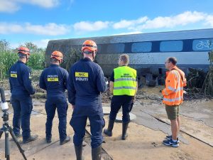 Nehoda na přejezdu v Dánsku. Foto: Syd- og Sønderjyllands Politi
