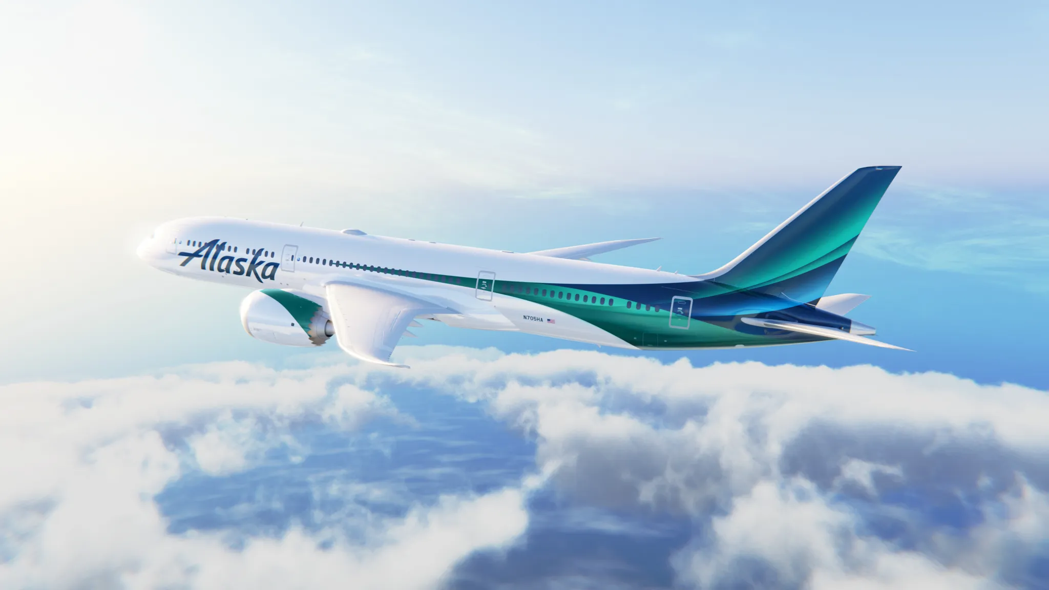 Boeing 787 Dreamliner v nových barvách Alaska Airlines. Zdroj: Alaska Airlines