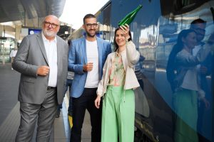 Křest ComfortJetu ve Vídni. Pramen: ÖBB